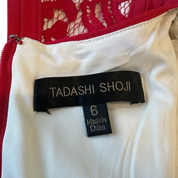 Tadashi Shoji Lace Boatneck Cap Sleeve Cocktail‎ Red Dress, 6 - Picture 11 of 15